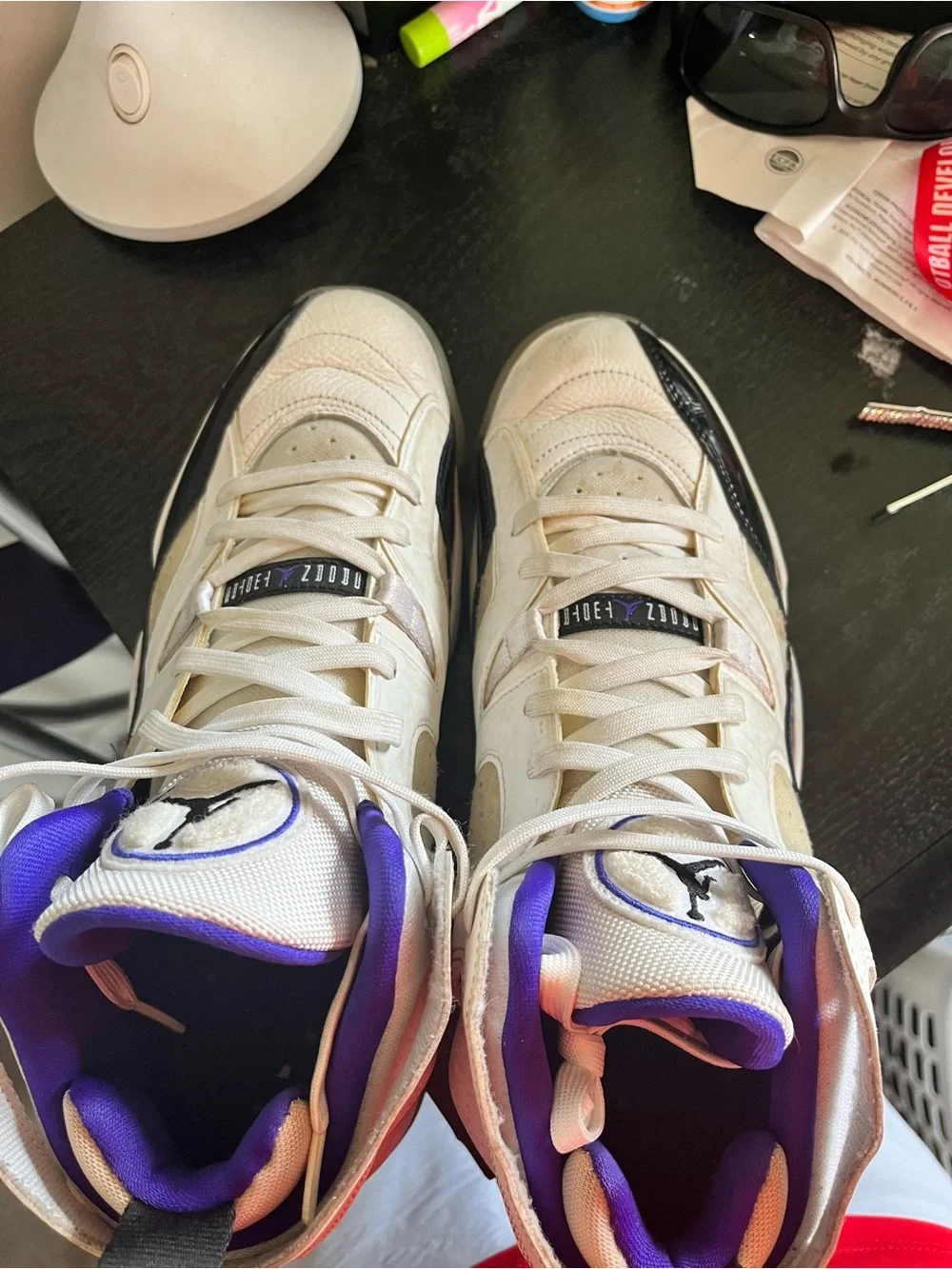 Jordan Retro High-Top Sneakers in White, Purple & Black - Jordan